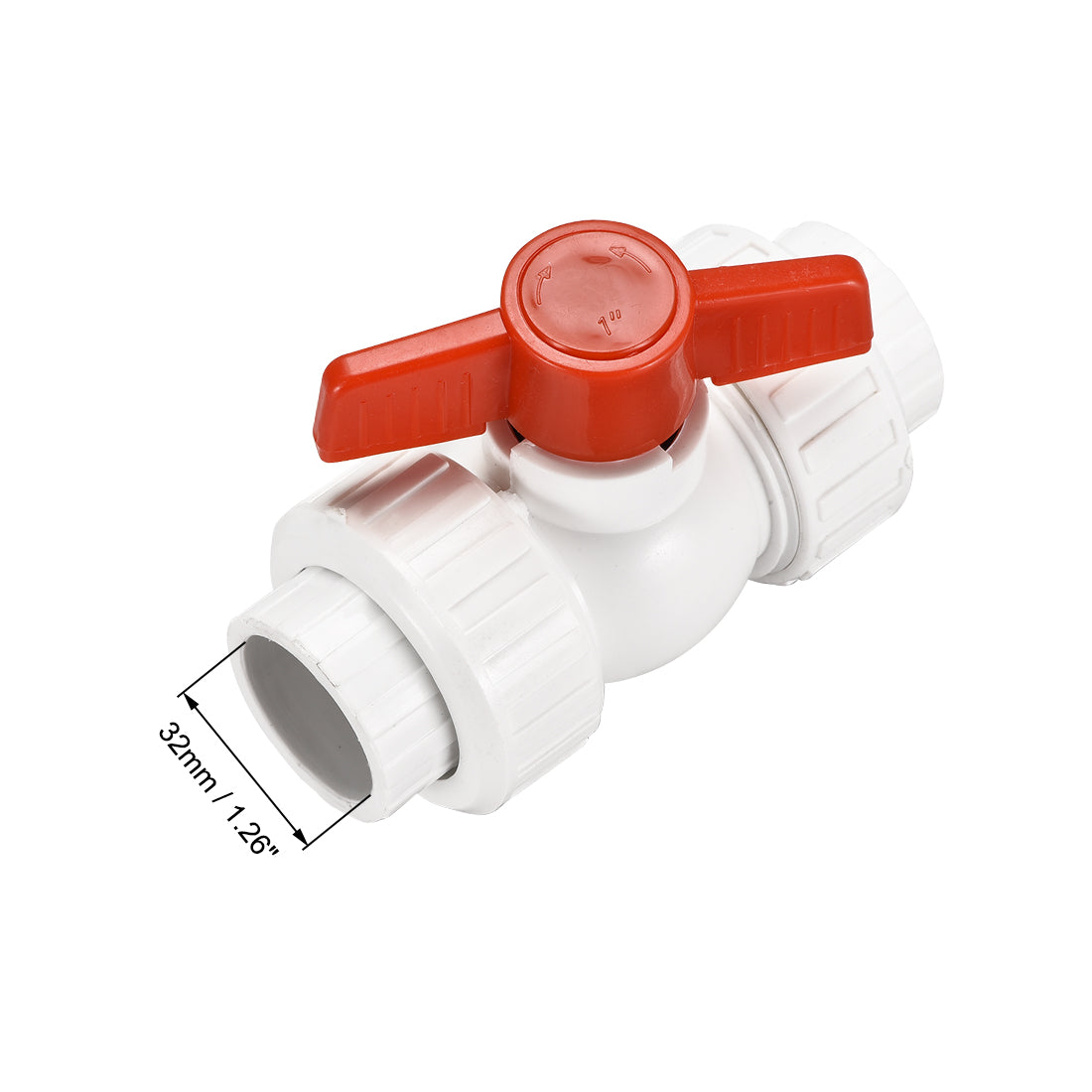 Uxcell Uxcell Double Union Ball Valve, 24mm Inner Diameter, Socket Type, PPR White Red 2Pcs