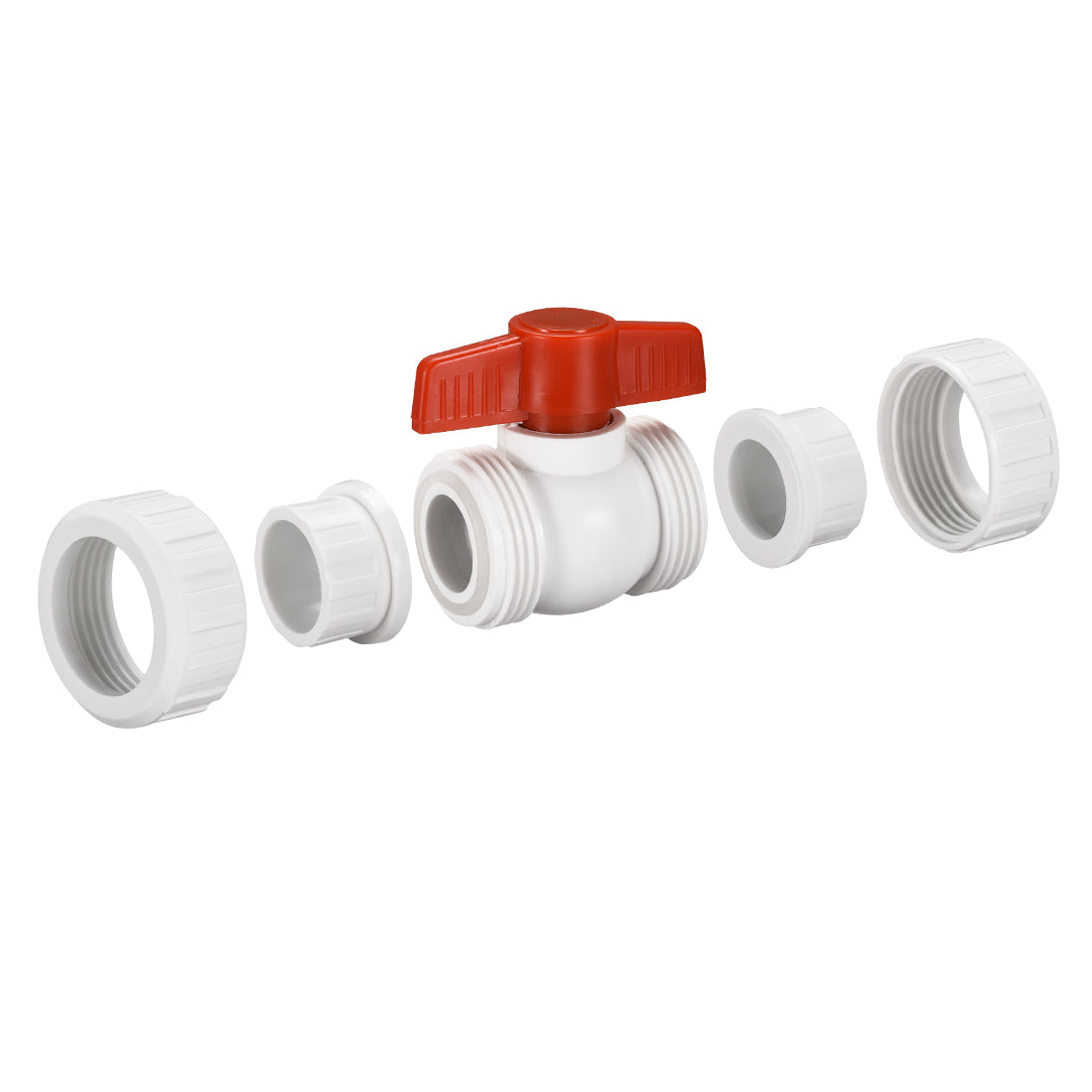 Uxcell Uxcell Double Union Ball Valve, 24mm Inner Diameter, Socket Type, PPR White Red 2Pcs