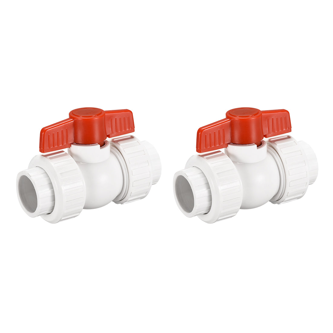 Uxcell Uxcell Double Union Ball Valve, 24mm Inner Diameter, Socket Type, PPR White Red 2Pcs