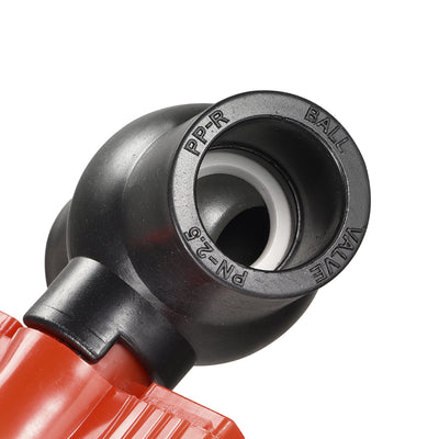 Harfington Uxcell Ball Valve, 25mm Inner Diameter, Socket Type, for Control Water Flow, PE Black Red 5Pcs