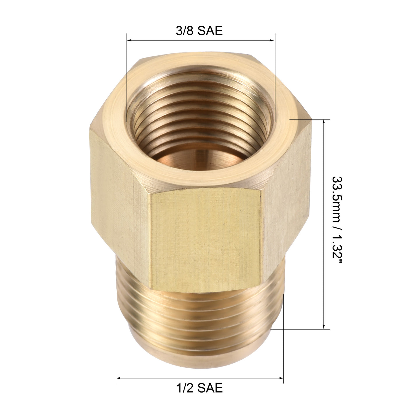 Harfington Brass Pipe Fitting, SAE Flare Male SAE Female Thread, Tubing Adapter Connector for Air Conditioner Refrigeration