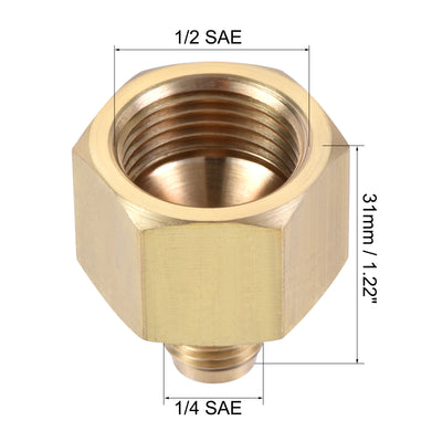 Harfington Brass Pipe Fitting, SAE Flare Male SAE Female Thread, Tubing Adapter Connector for Air Conditioner Refrigeration