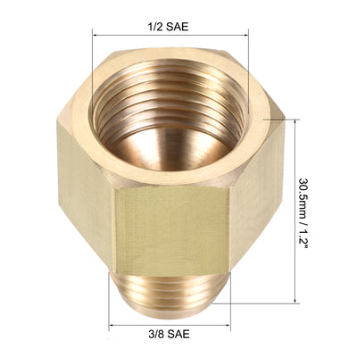 Harfington Brass Pipe Fitting, SAE Flare Male SAE Female Thread, Tubing Adapter Connector for Air Conditioner Refrigeration