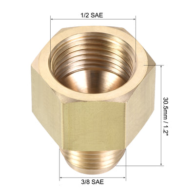 Harfington Brass Pipe Fitting, SAE Flare Male SAE Female Thread, Tubing Adapter Connector for Air Conditioner Refrigeration