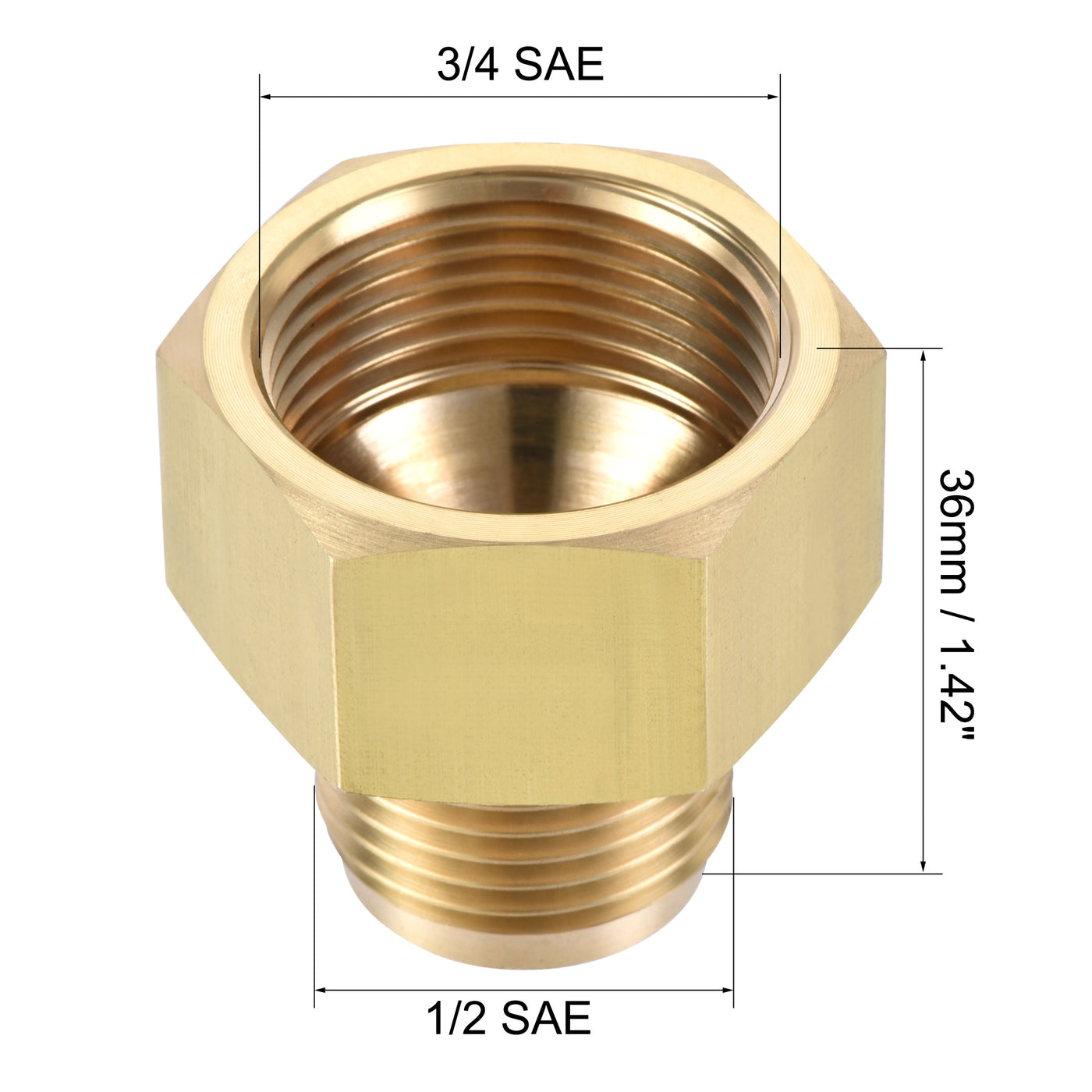 Harfington Brass Pipe Fitting, SAE Flare Male SAE Female Thread, Tubing Adapter Connector for Air Conditioner Refrigeration