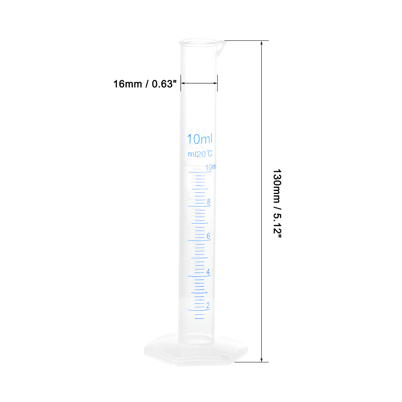 uxcell Uxcell 4Stk. Kunststoff Messzylinder 10ml Messzylinder Wissenschaft Reagenzglas Becher 2-Seitliche metrische Markierung Durchsichtige Sechskantbasis für Labor Haus