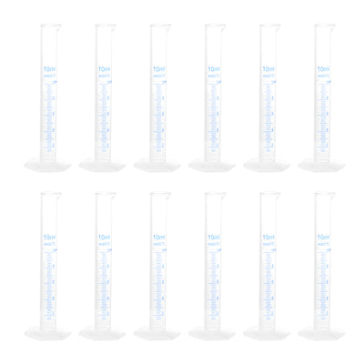 uxcell Uxcell Plastic Graduated Cylinder 10ml Measuring Cylinder, 2-Sided Metric Marking 12Pcs