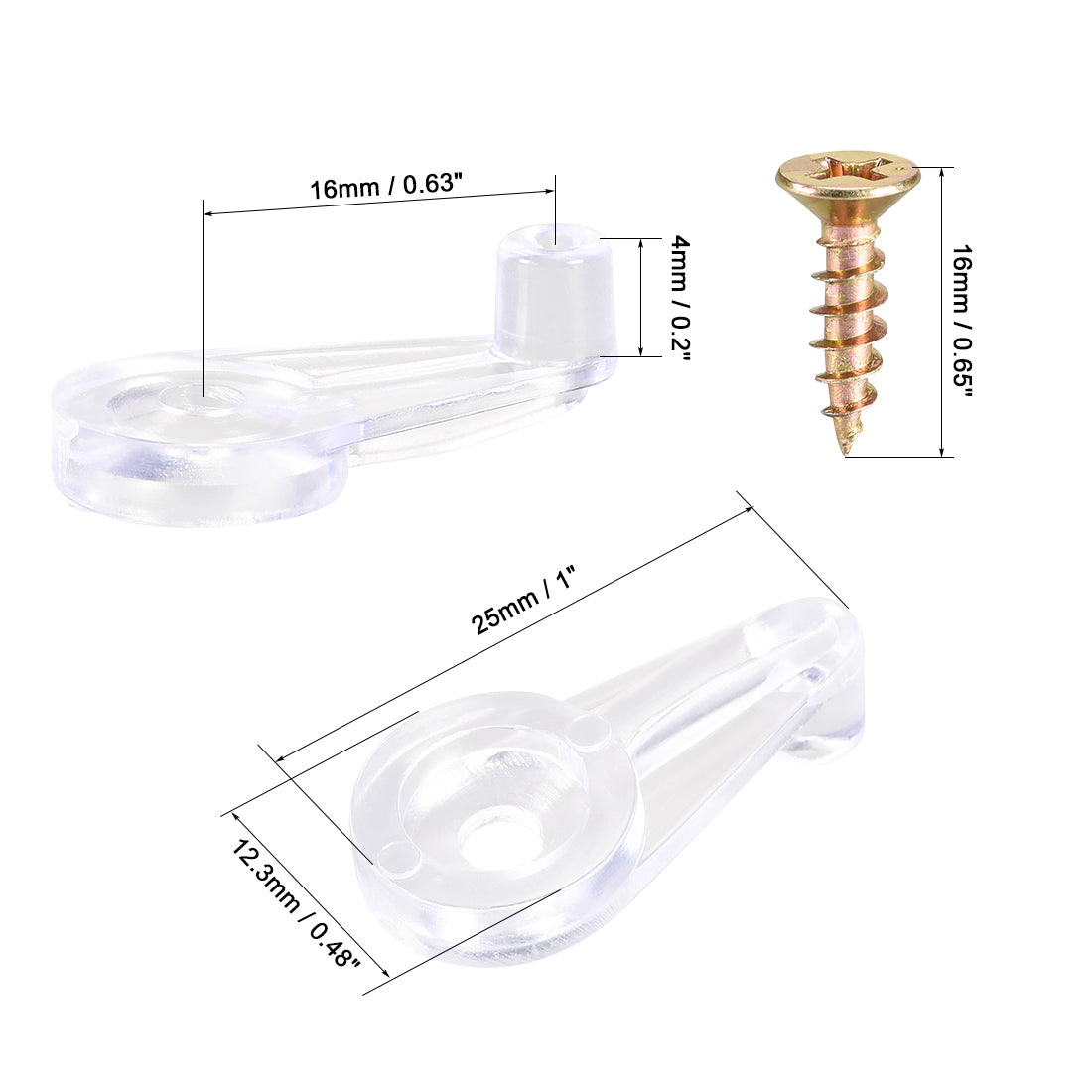 uxcell Uxcell Glass Retainer Clips Kit, 50Pack 4mm Cabinet Glass Clips W/ Screws (Clear)