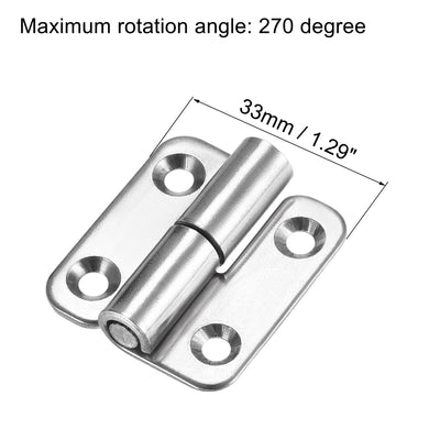 Harfington Uxcell Lift Off Hinge , Right Handedness Mini Stainless Steel Hinge Detachable Slip Joint Small Flag Hinges 37mm Long 33mm Open Width