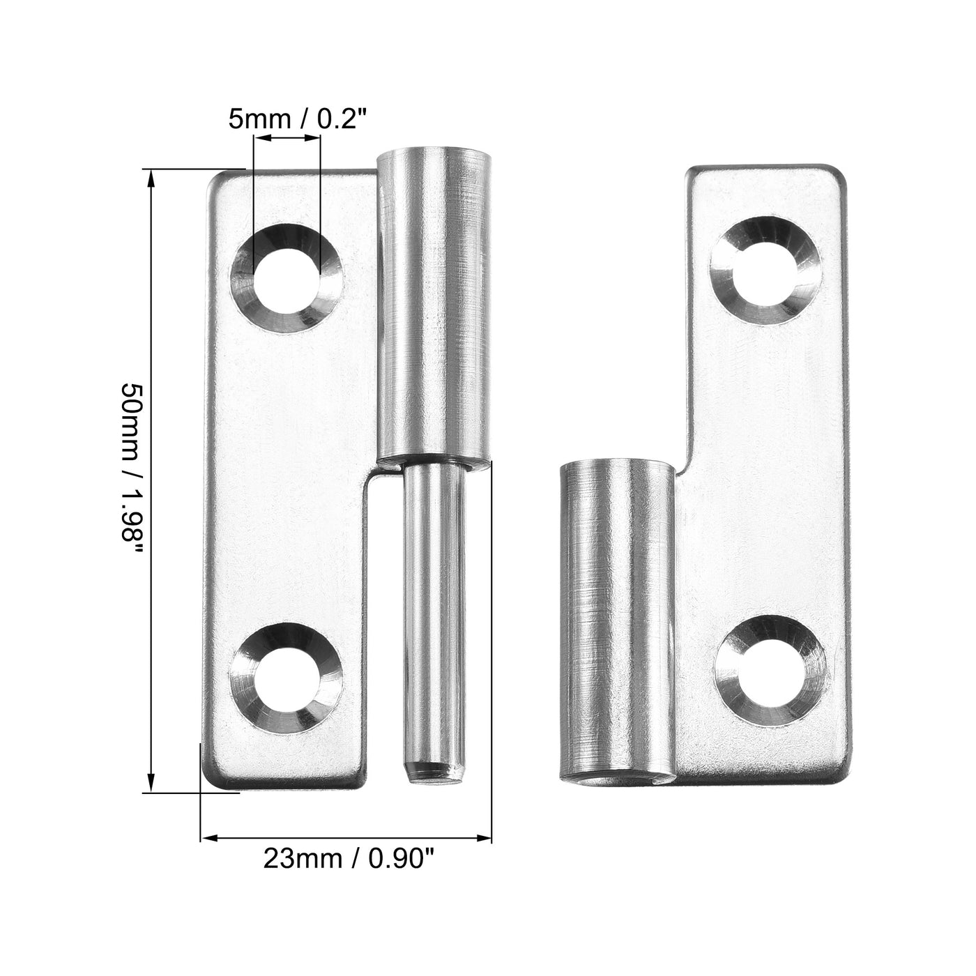 uxcell Uxcell Lift Off Hinge , Right Handedness Mini Stainless Steel Hinge Detachable Slip Joint Small Flag Hinges 50mm Long 36mm Open Width 2pcs