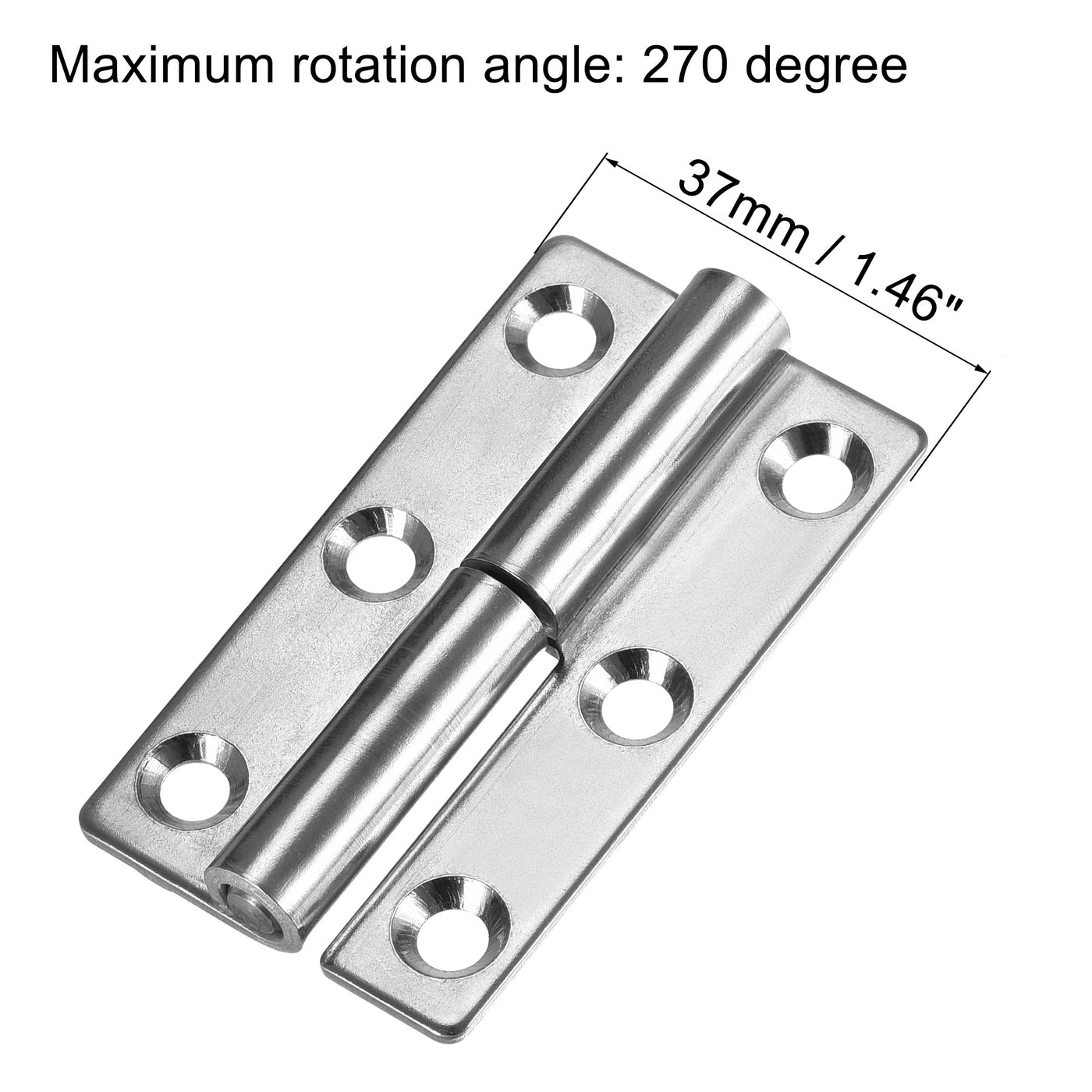 uxcell Uxcell Lift Off Hinge , Left Handedness Mini Stainless Steel Hinge Detachable Slip Joint Small Flag Hinges 64mm Long 37mm Open Width 2pcs