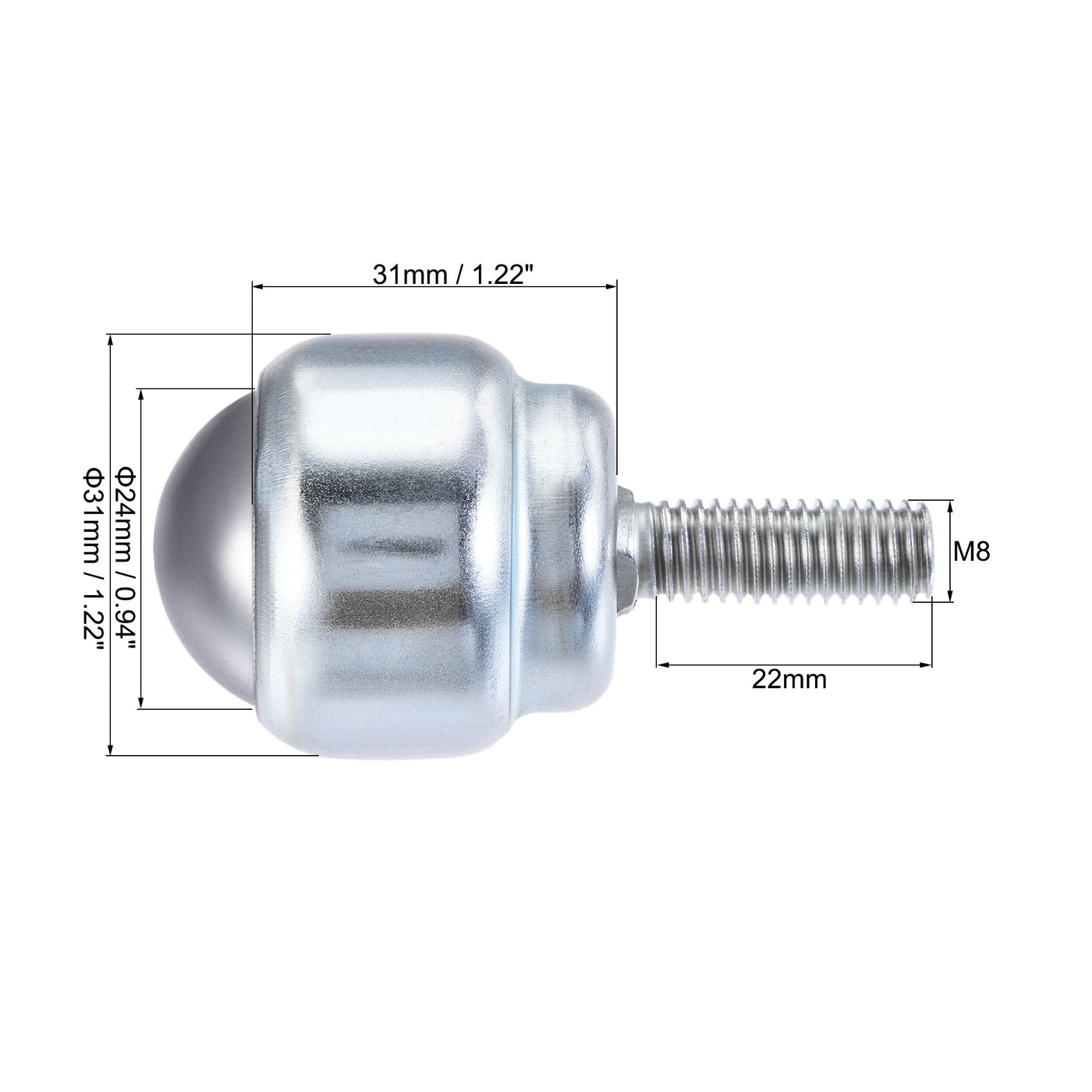 uxcell Uxcell Ball Transfer Bearing Unit 24mm 66Lbs Carbon Steel Bolt-fixing Type for Transmission 1pcs