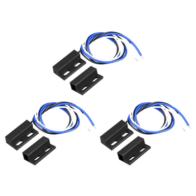 uxcell Uxcell Wired Door Contact Sensor NO NC Surface Mount Magnetic Reed Switch Black 3 Pcs