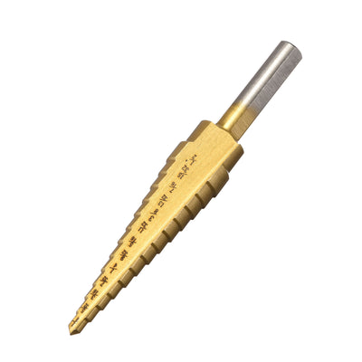 Harfington Uxcell Step Drill Bit HSS4241 1/8" to 1/2" 13 Sizes Straight Flutes Triangular Shank for Metal Wood Plastic