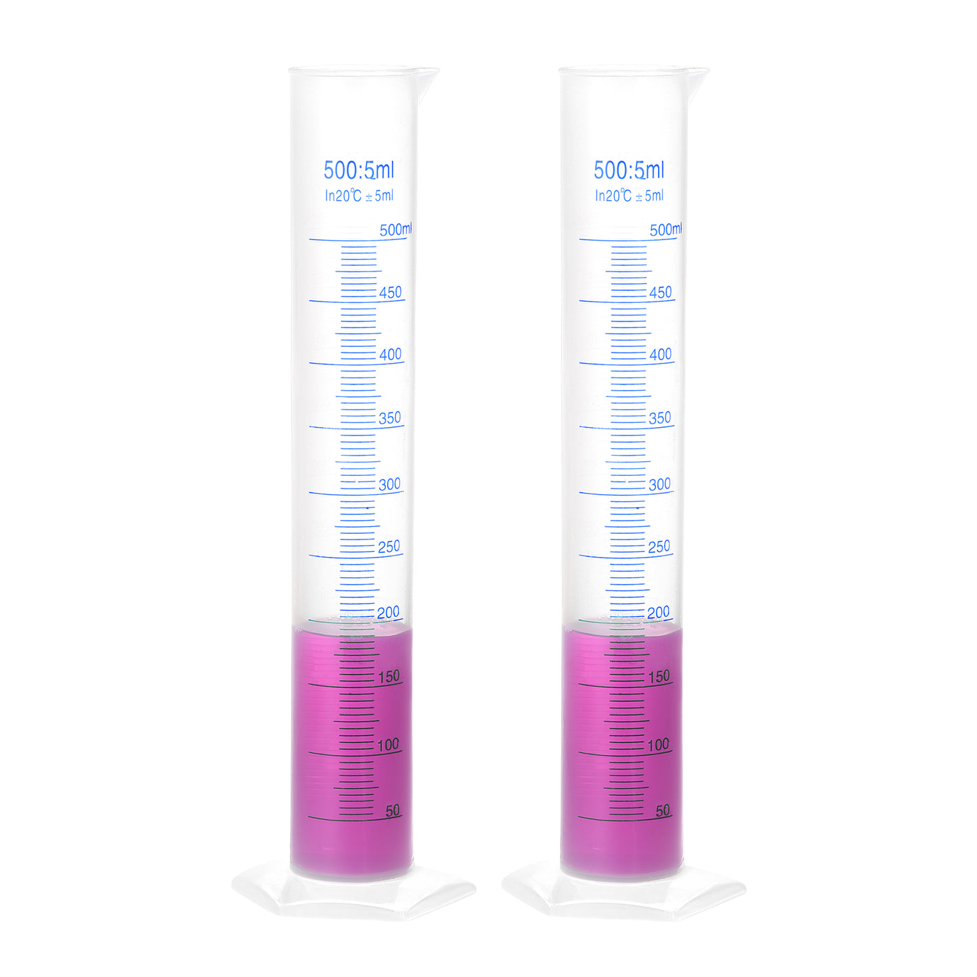 uxcell Uxcell Plastic Graduated Cylinder, 500ml Measuring Cylinder 2-Sided Metric Marking 2Pcs