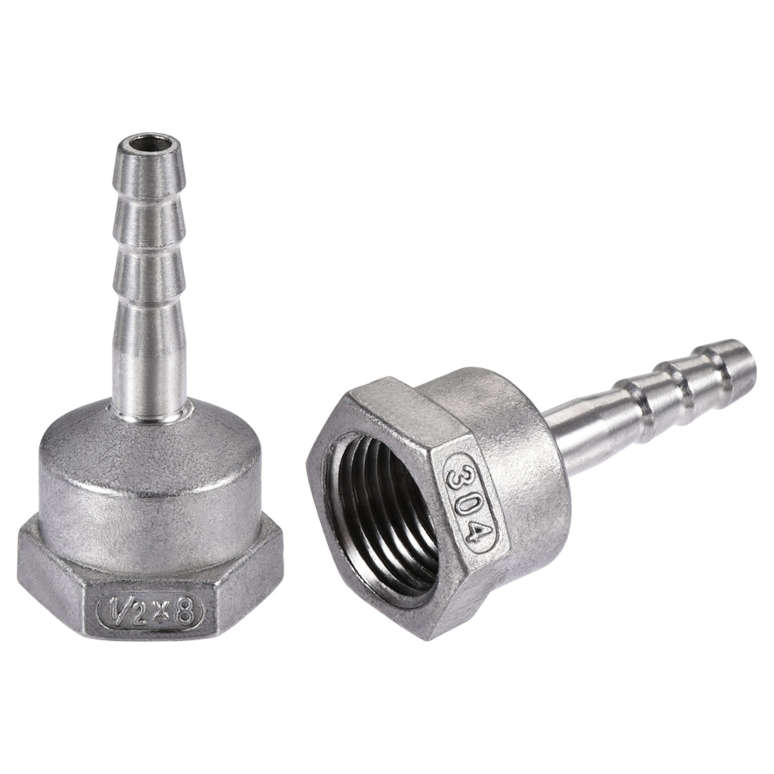 uxcell Uxcell 304 Stainless Steel Hose Barb Fitting Coupler, 8mm Barb x G1/2 Female Thread Pipe Adapter