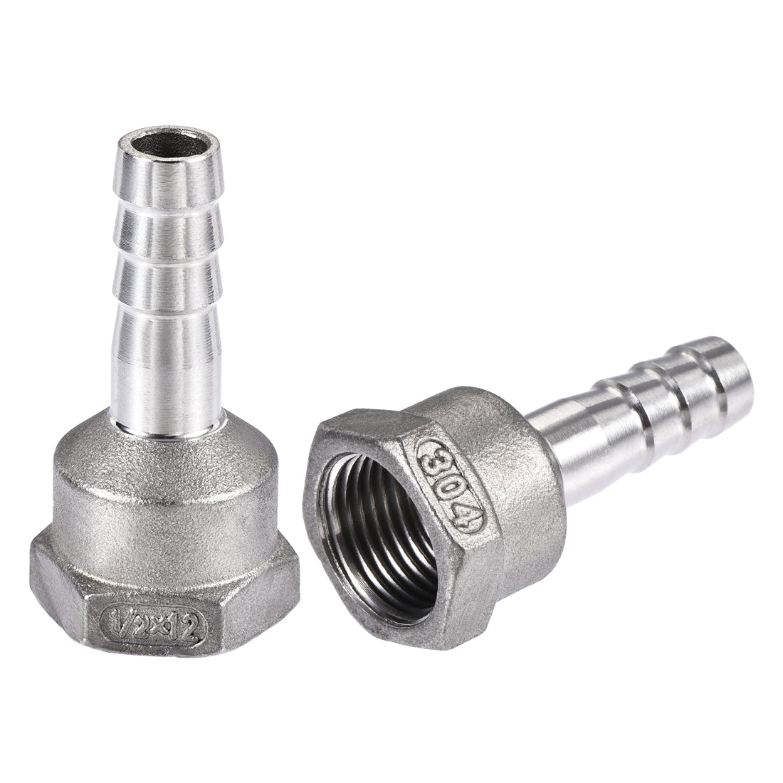 uxcell Uxcell 304 Stainless Steel Hose Barb Fitting Coupler 12mm Barb G1/2 Female Thread