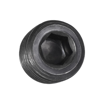 Harfington Uxcell Carbon Steel Internal Hex Thread Socket Pipe Plug 1/4PT Male Thread Black 20Pcs