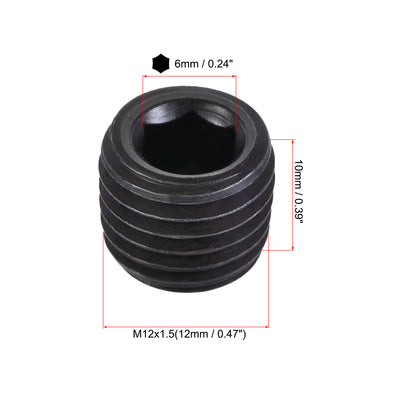 Harfington Uxcell Carbon Steel Internal Hex Thread Socket Pipe Plug M22x1.5 Male Thread Black 5Pcs