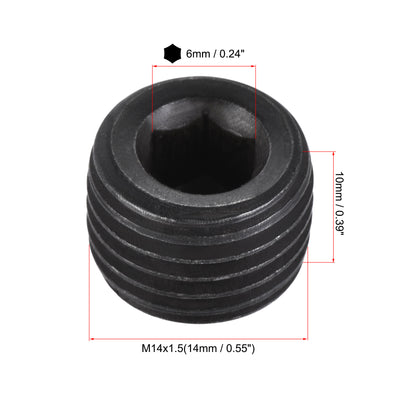 Harfington Uxcell Carbon Steel Internal Hex M12x1.5 Male Thread Socket Pipe Plug Black 25Pcs