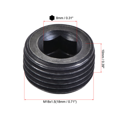 Harfington Uxcell Carbon Steel Internal Hex Thread Socket Pipe Plug M33x1.5 Male Thread Black 3Pcs