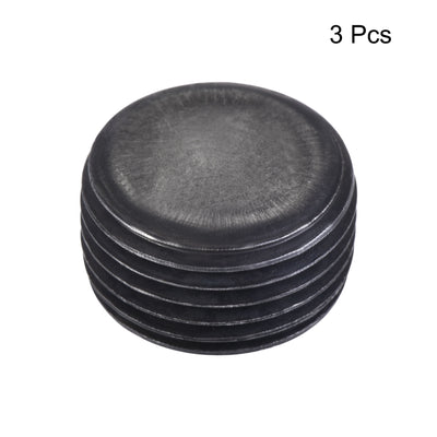 Harfington Uxcell Carbon Steel Internal Hex Thread Socket Pipe Plug M33x1.5 Male Thread Black 3Pcs