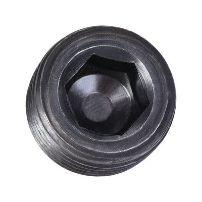 Harfington Uxcell Carbon Steel Internal Hex Thread Socket Pipe Plug M33x1.5 Male Thread Black 3Pcs