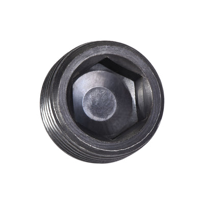 Harfington Uxcell Carbon Steel Internal Hex Thread Socket Pipe Plug M27x1.5 Male Thread Black