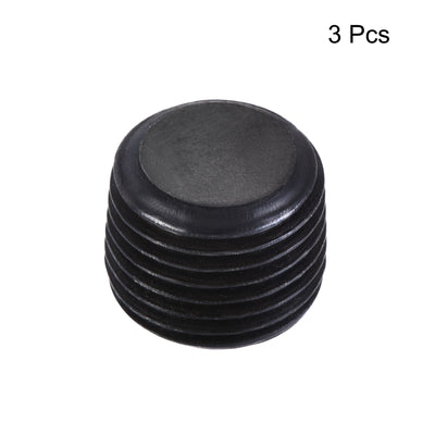 Harfington Uxcell Carbon Steel Internal Hex 3/4NPT Male Thread Socket Pipe Plug Black 3Pcs