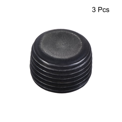 Harfington Uxcell Carbon Steel Internal Hex 3/4NPT Male Thread Socket Pipe Plug Black 3Pcs