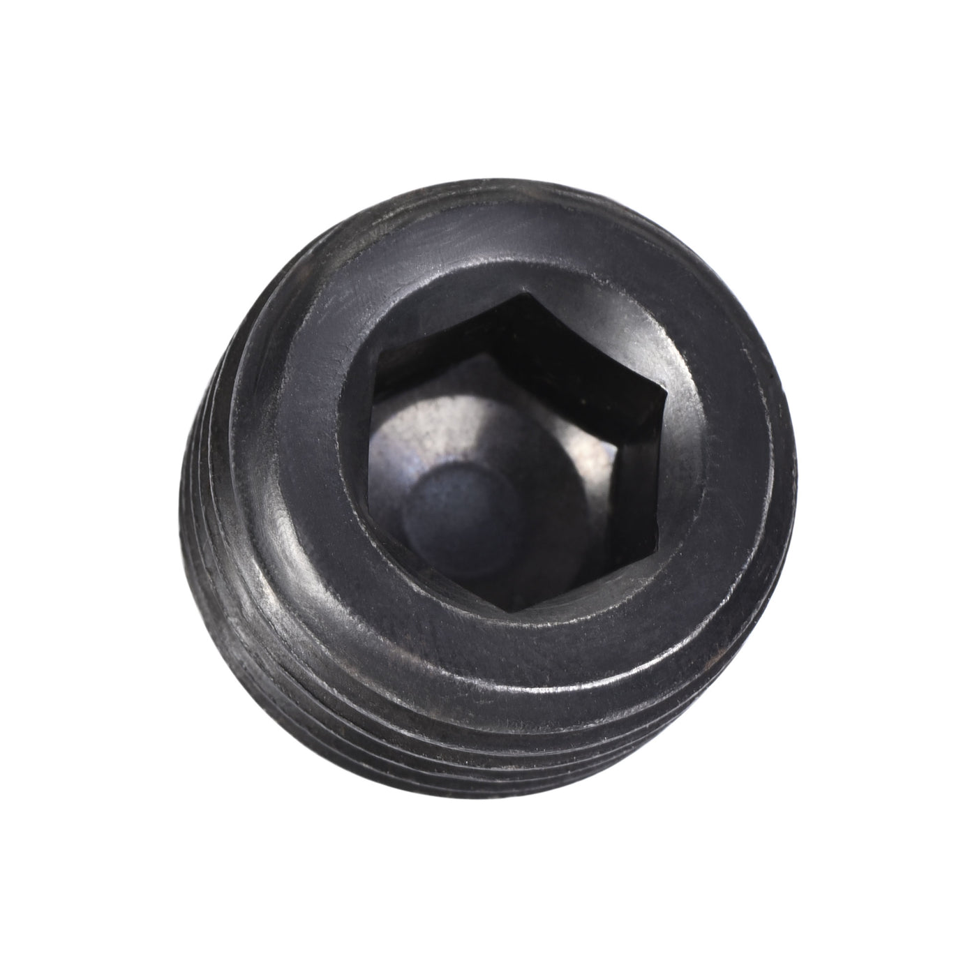 Uxcell Uxcell Carbon Steel Internal Hex 1-1/4NPT Male Thread Socket Pipe Plug Black