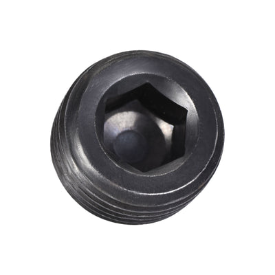 Harfington Uxcell Carbon Steel Internal Hex 1-1/4NPT Male Thread Socket Pipe Plug Black