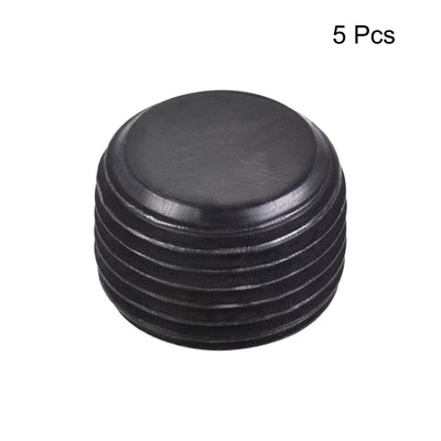 Harfington Uxcell Carbon Steel Internal Hex 1/8NPT Male Thread Socket Pipe Plug Black 5Pcs