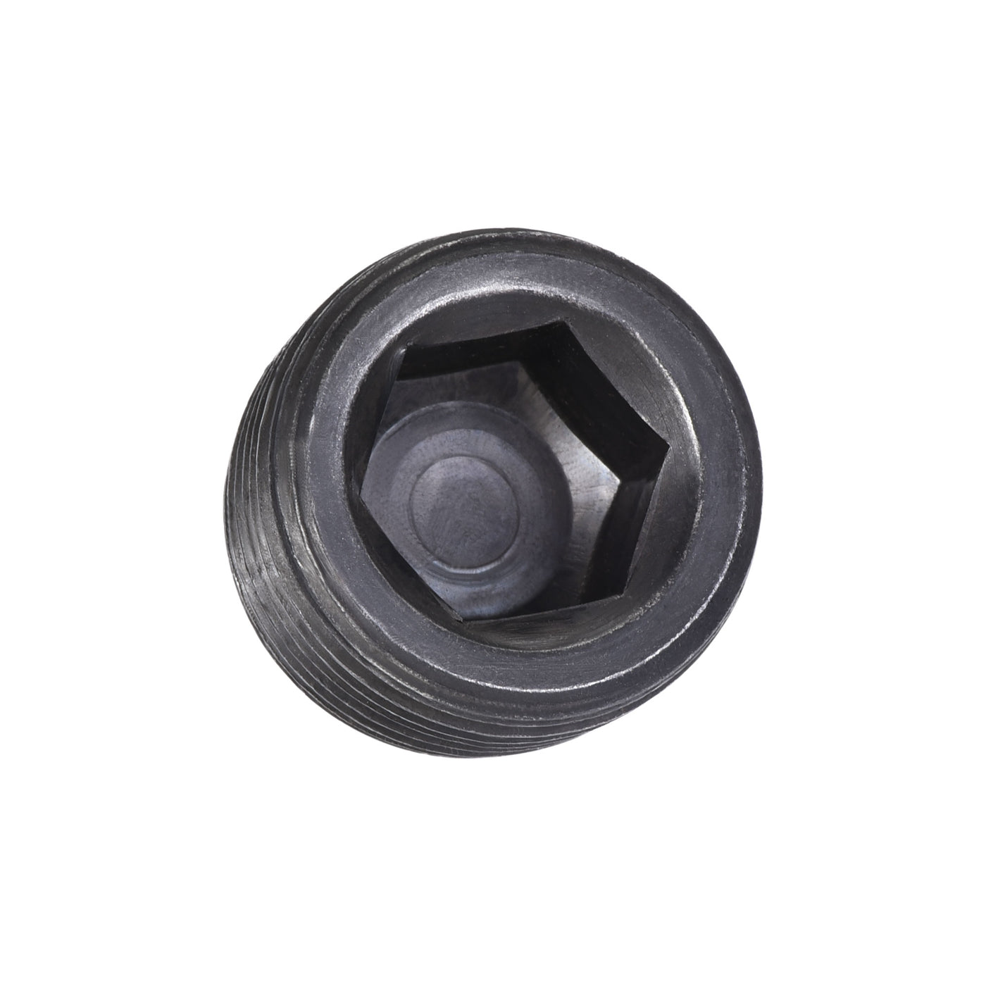 Uxcell Uxcell Carbon Steel Internal Hex 1-1/4NPT Male Thread Socket Pipe Plug Black