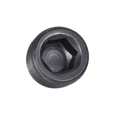 Harfington Uxcell Carbon Steel Internal Hex 1-1/4NPT Male Thread Socket Pipe Plug Black