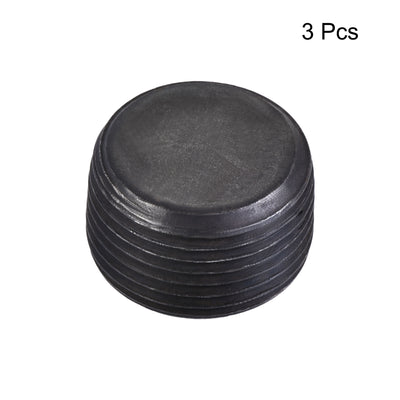 Harfington Uxcell Carbon Steel Internal Hex 3/4NPT Male Thread Socket Pipe Plug Black 3Pcs