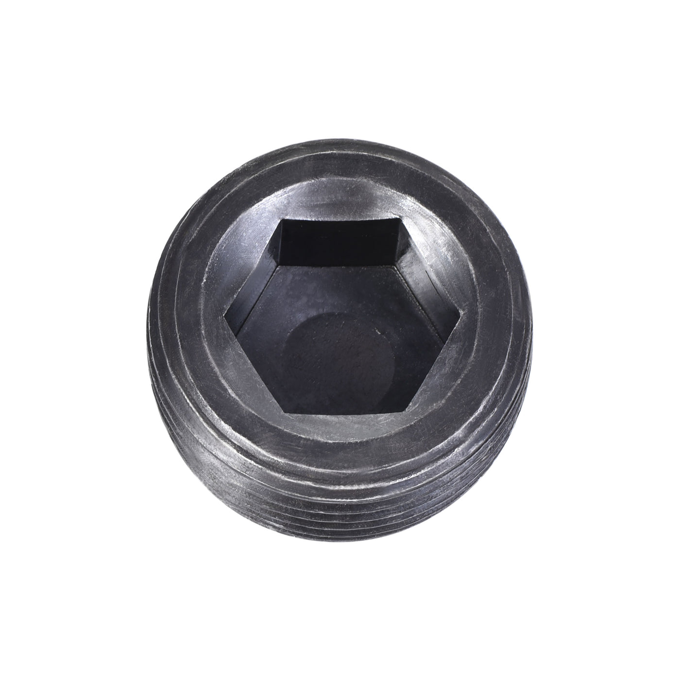 Uxcell Uxcell Carbon Steel Internal Hex 1-1/4NPT Male Thread Socket Pipe Plug Black