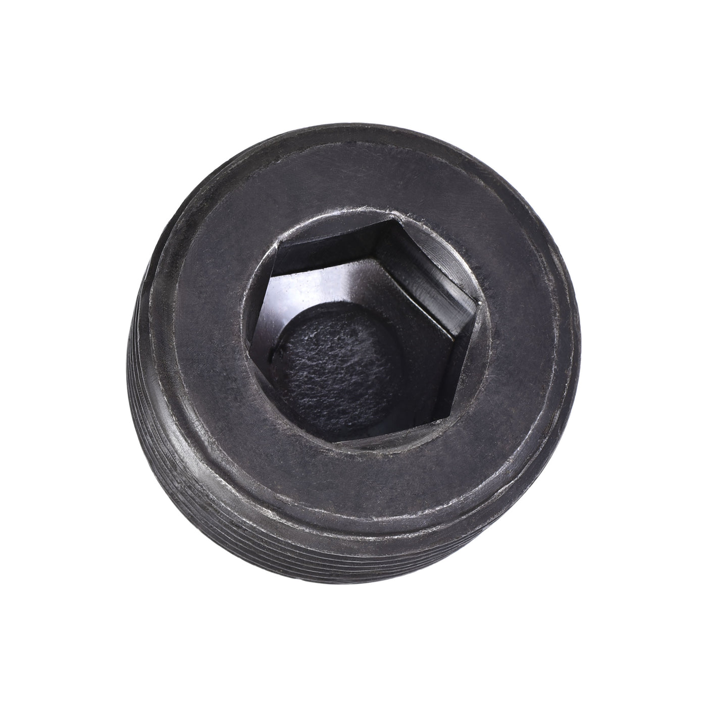 Uxcell Uxcell Carbon Steel Internal Hex 1-1/4NPT Male Thread Socket Pipe Plug Black