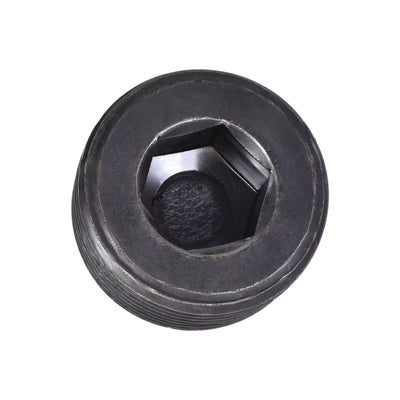 Harfington Uxcell Carbon Steel Internal Hex 1-1/4NPT Male Thread Socket Pipe Plug Black