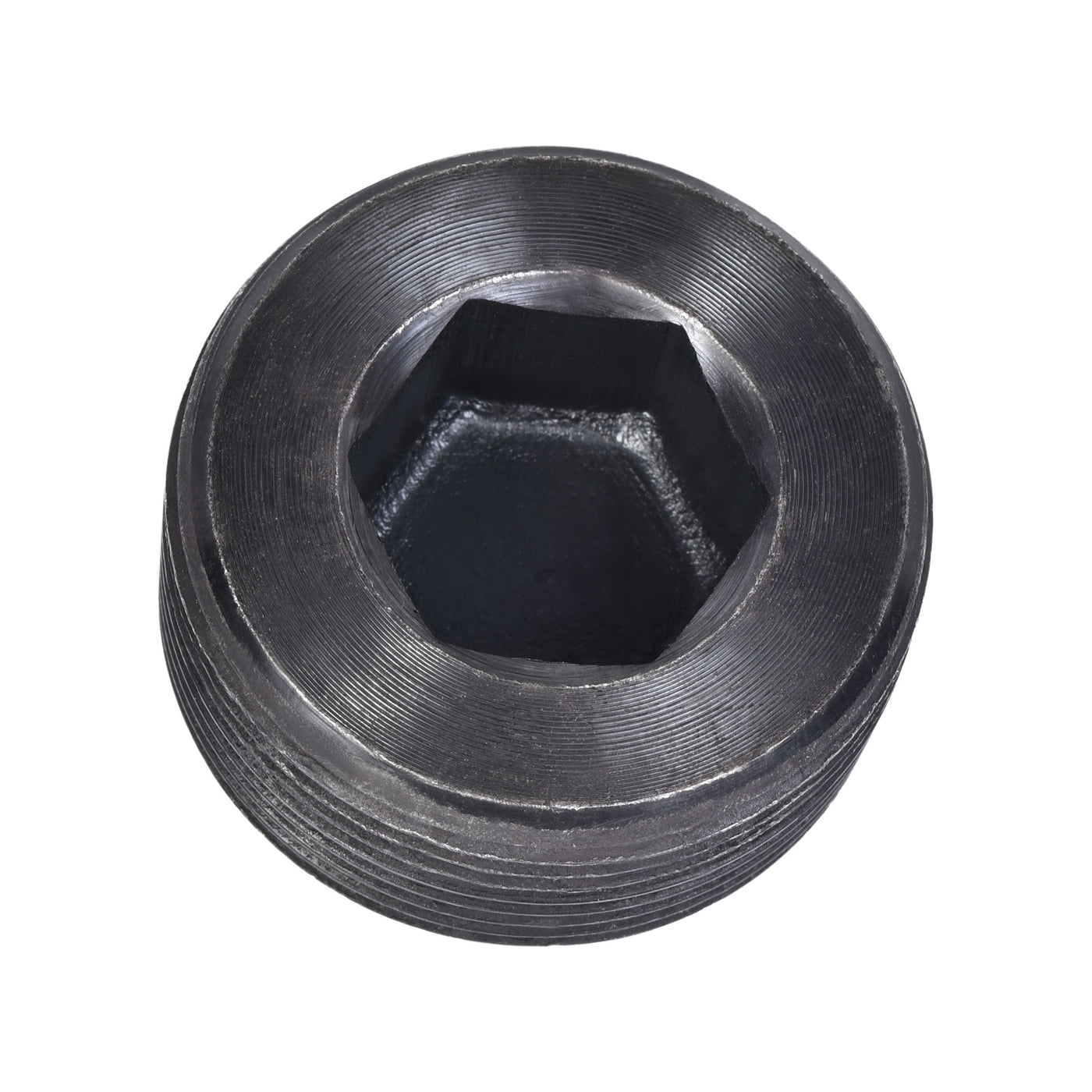 Uxcell Uxcell Carbon Steel Internal Hex 1-1/4NPT Male Thread Socket Pipe Plug Black