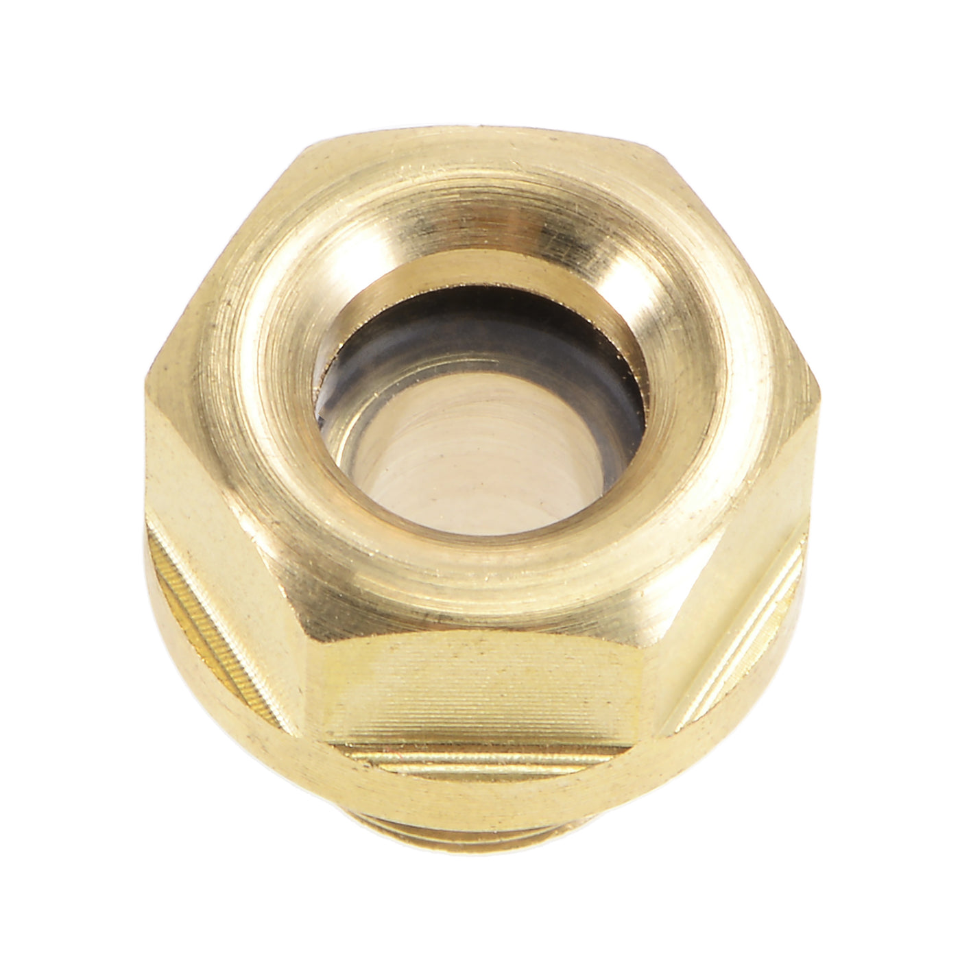 Uxcell Uxcell Oil Liquid Level Gauge Sight Glass M14x1.5mm Male Threaded Brass Air Compressor Fittings with O-Ring, Yellow