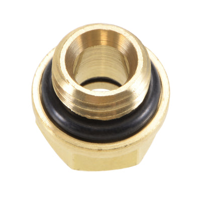 Harfington Uxcell Oil Liquid Level Gauge Sight Glass M14x1.5mm Male Threaded Brass Air Compressor Fittings with O-Ring, Yellow