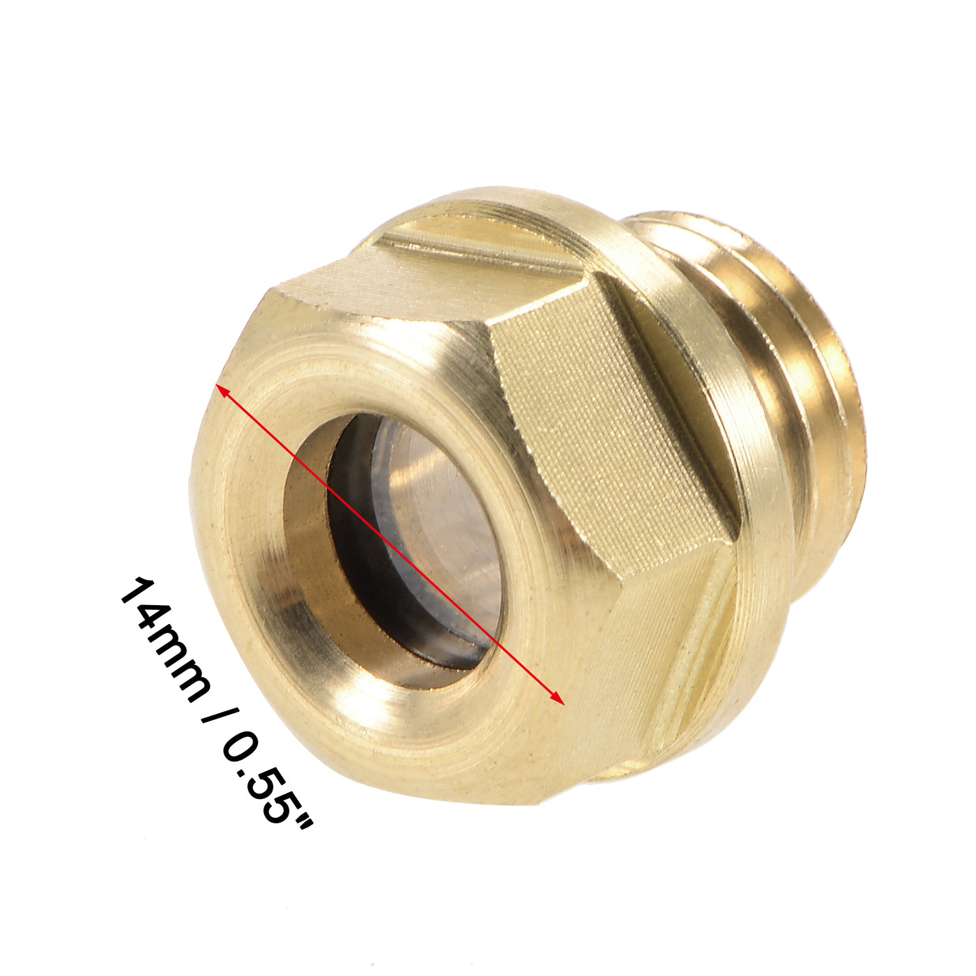 uxcell Uxcell Oil Liquid Level Gauge Sight Glass M Male Threaded Brass Fittings with O-Ring, Yellow 2Pcs