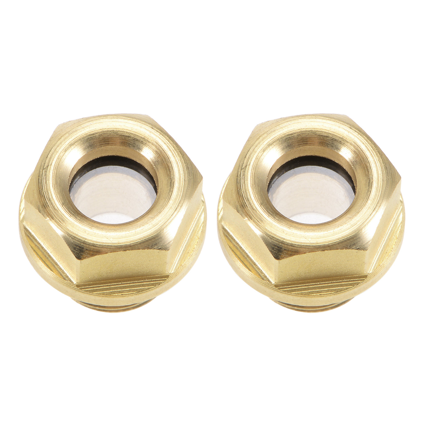 uxcell Uxcell Oil Liquid Level Gauge Sight Glass M Male Threaded Brass Fittings with O-Ring, Yellow 2Pcs