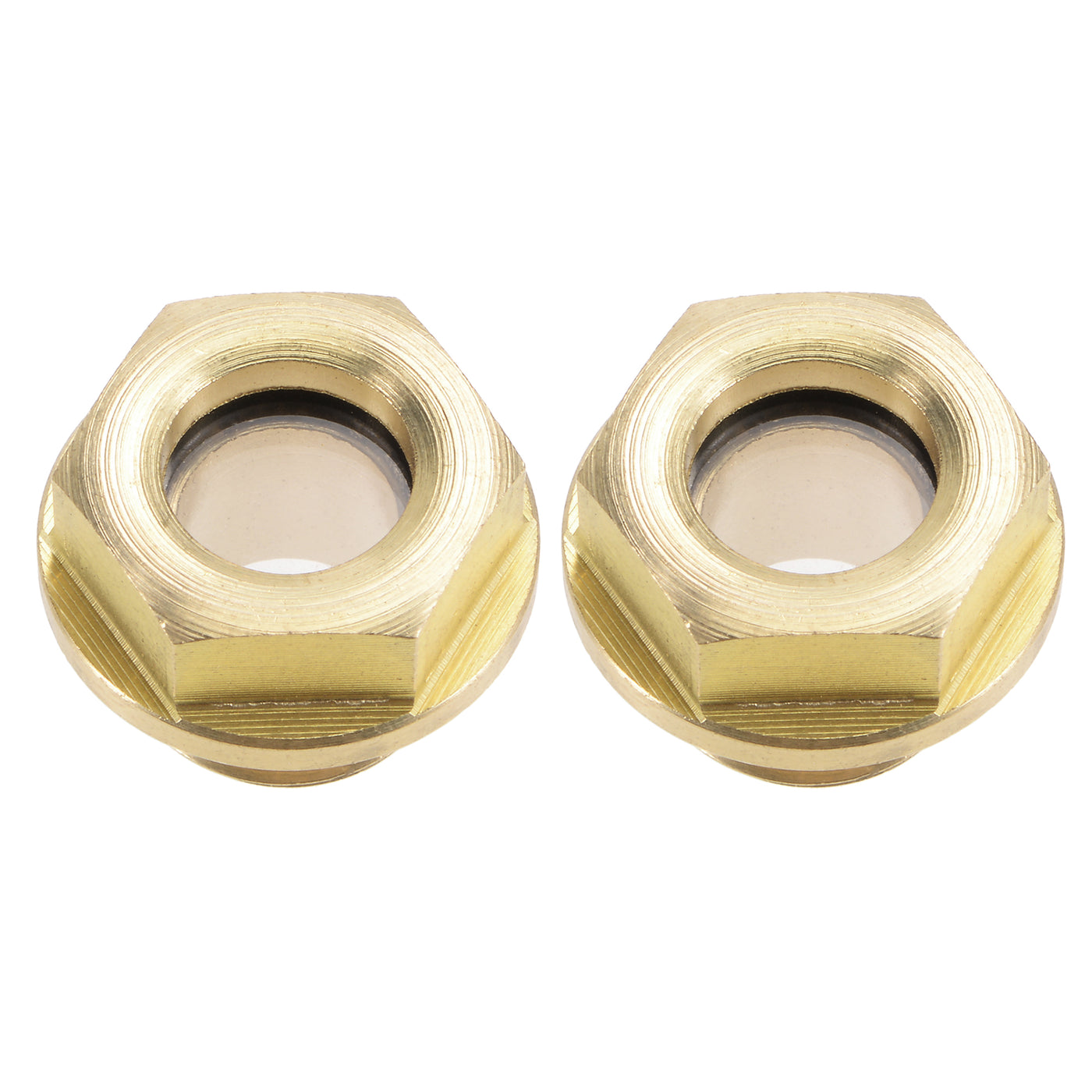 uxcell Uxcell Oil Liquid Level Gauge Sight Glass M Male Threaded Brass Fittings with O-Ring, Yellow 2Pcs