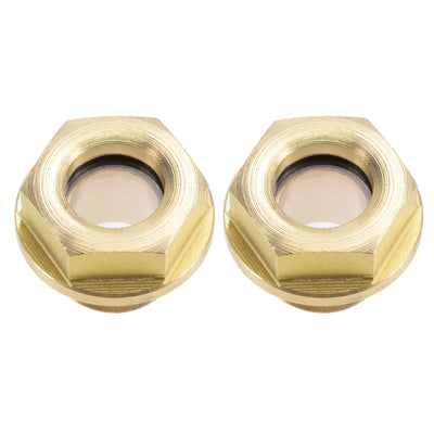 Harfington Uxcell Oil Liquid Level Gauge Sight Glass M Male Threaded Brass Fittings with O-Ring, Yellow 2Pcs