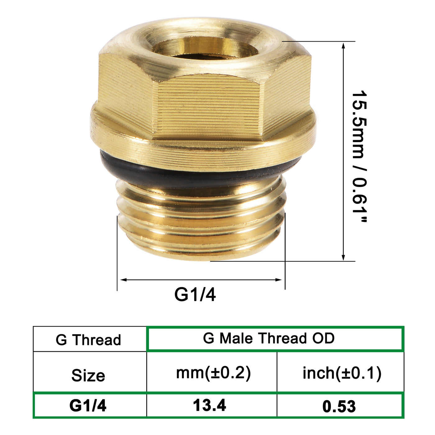 uxcell Uxcell Oil Liquid Level Gauge Sight Glass G1/4 Male Threaded Brass Air Compressor Fittings with O-Ring, Yellow 2Pcs