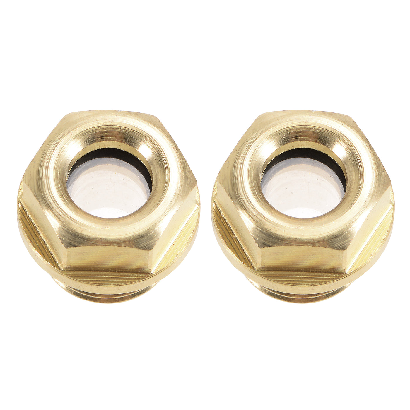 uxcell Uxcell Oil Liquid Level Gauge Sight Glass G1/4 Male Threaded Brass Air Compressor Fittings with O-Ring, Yellow 2Pcs