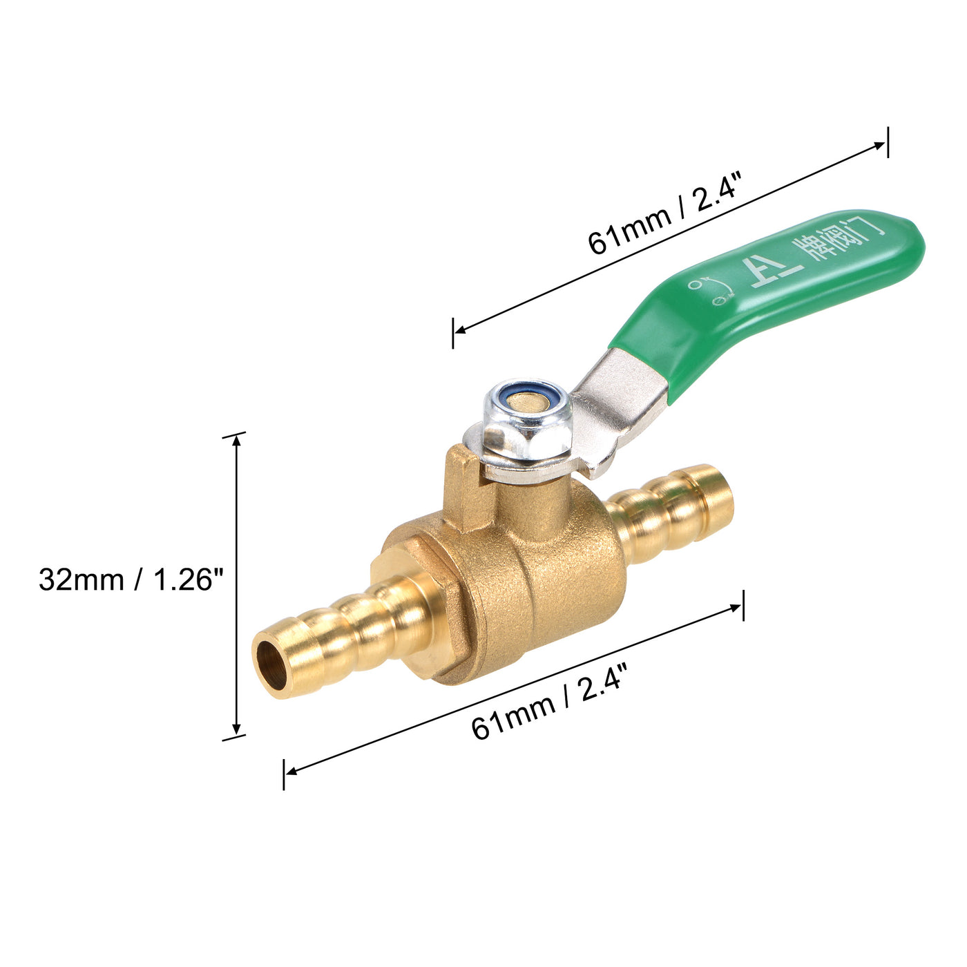 Uxcell Uxcell Brass Air Ball Valve Shut Off Switch 12mm Hose Barb to 12mm Hose Barb Brass Tone