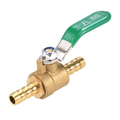 Harfington Uxcell Brass Air Ball Valve Shut Off Switch 12mm Hose Barb to 12mm Hose Barb Brass Tone